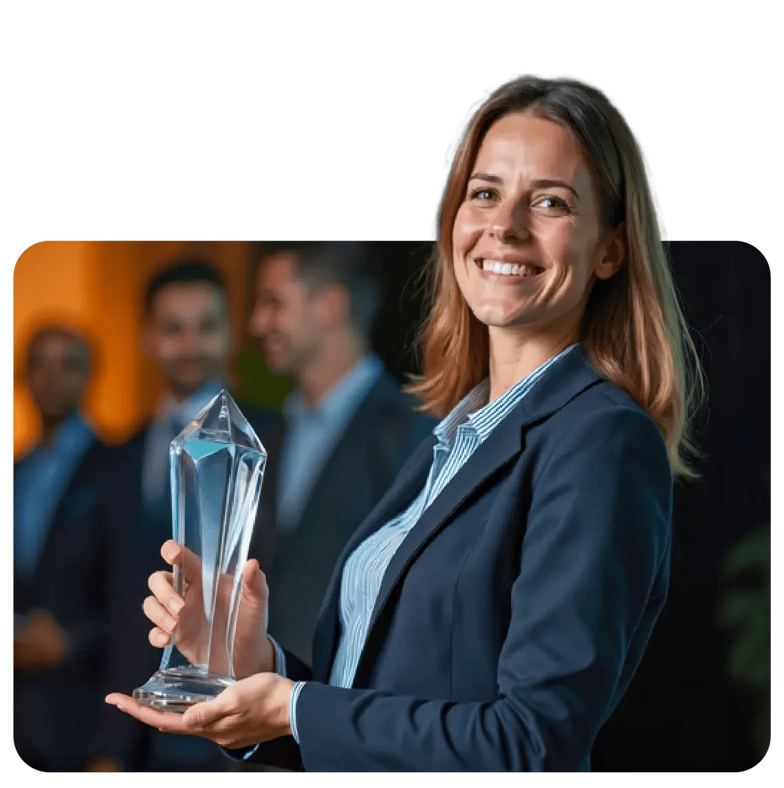 woman with award