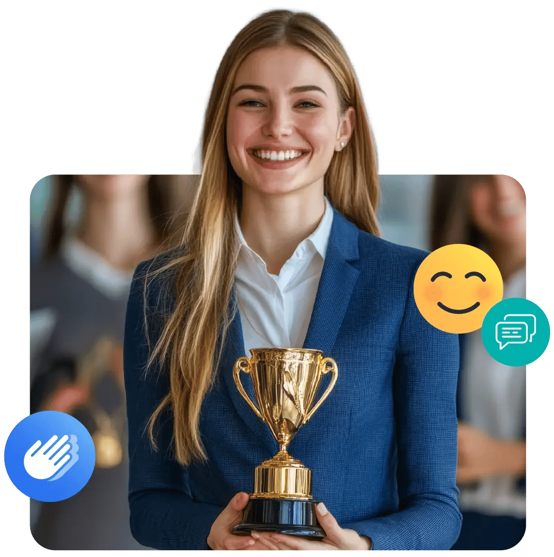 woman with trophy